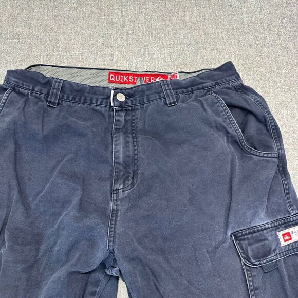 Vintage Quiksilver Cargo Pants Mens 36x30 Blue Relaxed Baggy Skater Streetwear - Picture 3 of 10